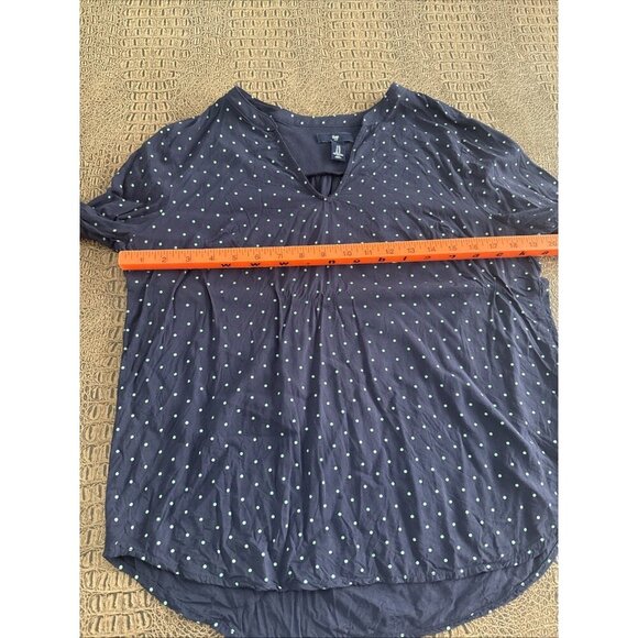 GAP Blue Blouse Womens Sz M VNeck Long Sleeve Polka dot Pullover - Picture 5 of 6